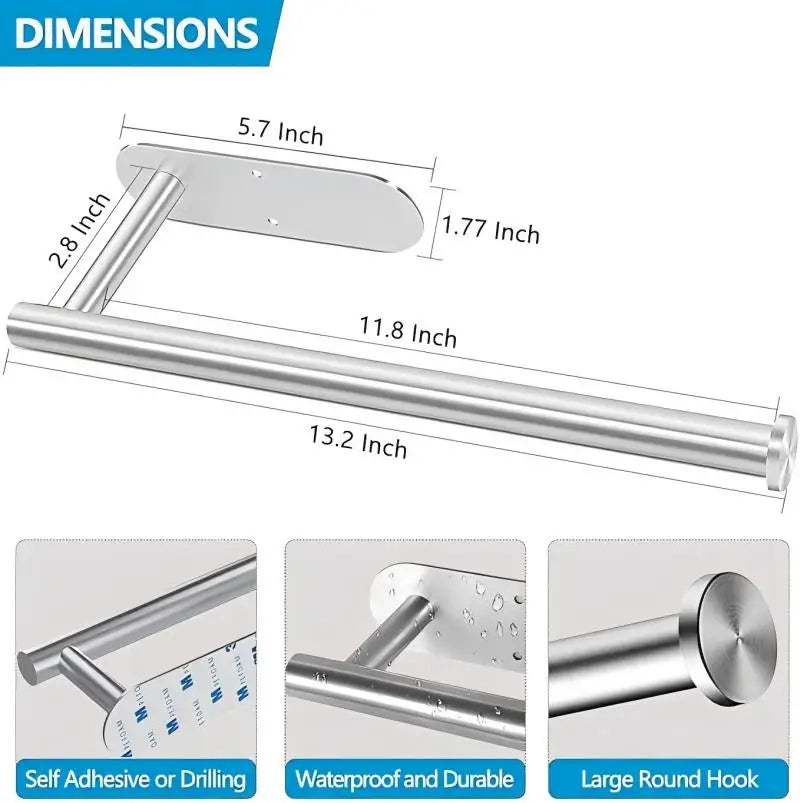 Stainless Steel Kitchen Organizer Paper Hanger For Kitchen Adhesive Under Cabinet Wall Mount Paper Towel Holder SUS304