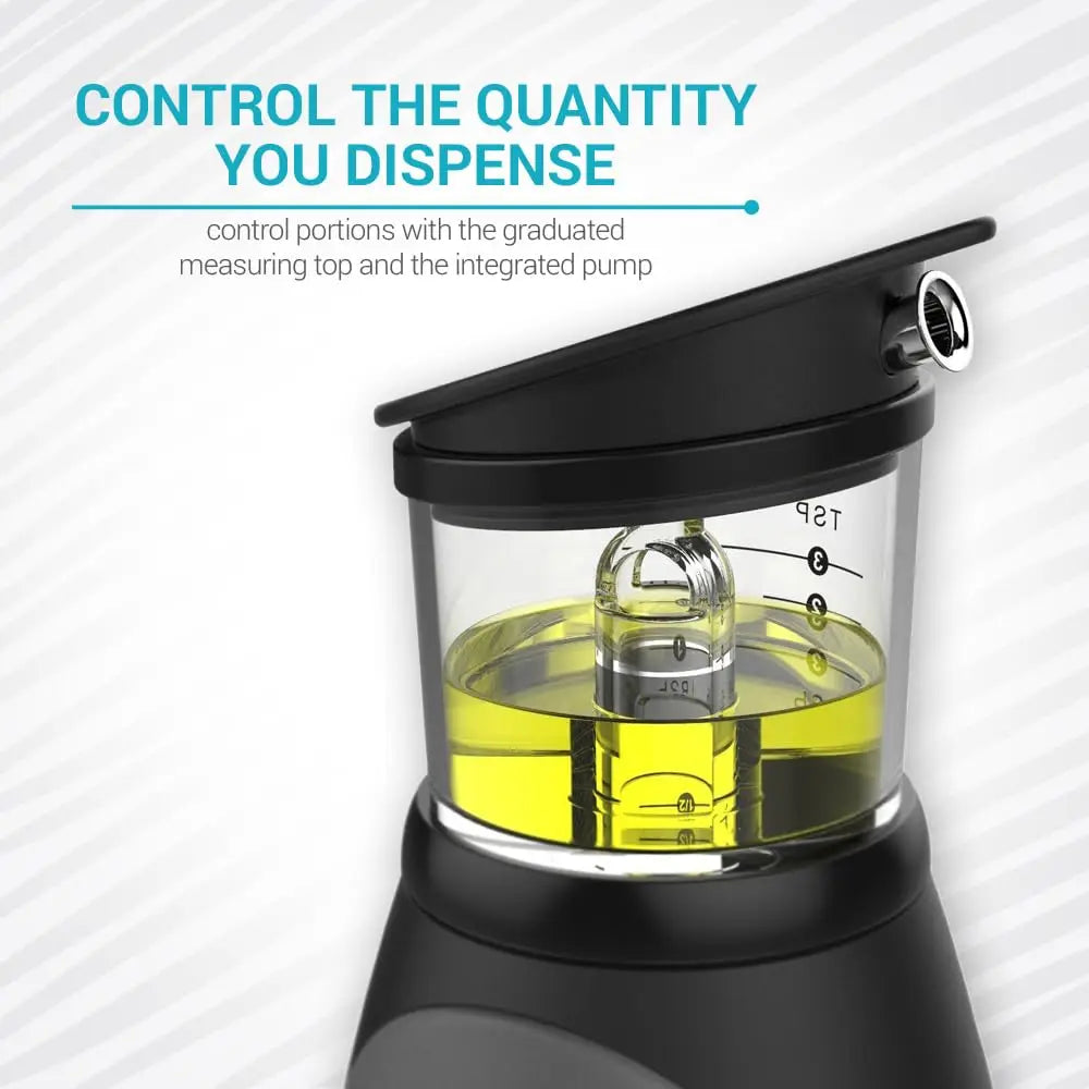 Olive Oil Dispenser Bottle With Pump - Oil Dispenser For Kitchen, Glass Oil And Vinegar Dispenser Set, Measured Cruet For