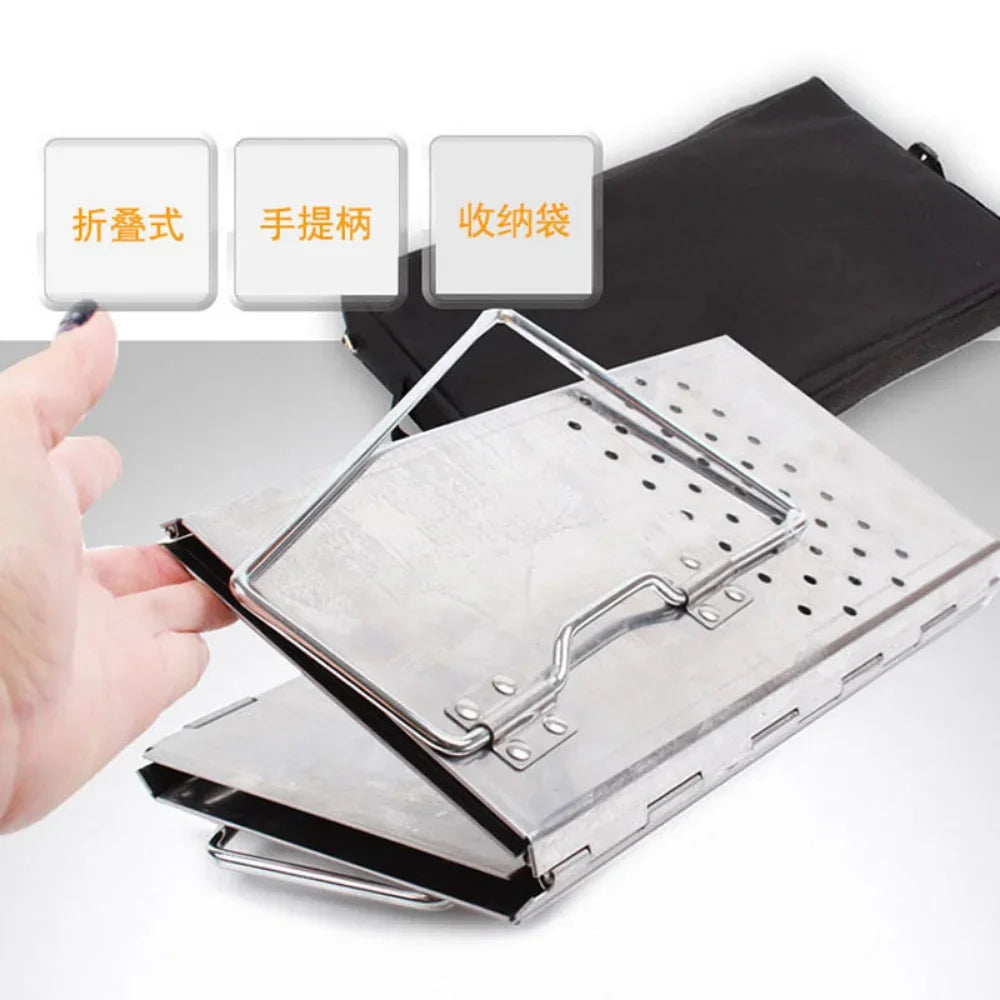 SUS Portable Charcoal Starter Outdoor Barbecue Grill Fire Starter Folding Carbon Stove BBQ Grill Heating Stove
