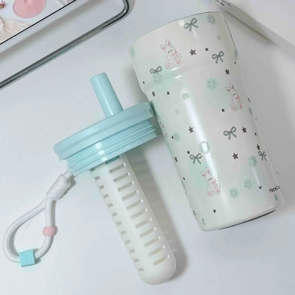 High Appearance 500 Vacuum Cup Large Capacity With Lifting Rope Insulated Cup Leak-proof Double Drink Suction Tube Cup Drinkware