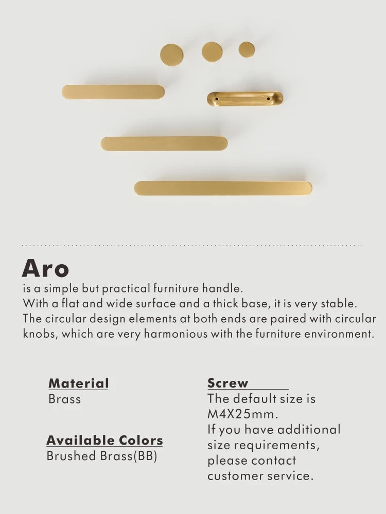 Nurlin Brass Circular Handles At Both Ends Kitchen Cabinet Drawers Wardrobe Pulls Paired With Round Plain Knobs