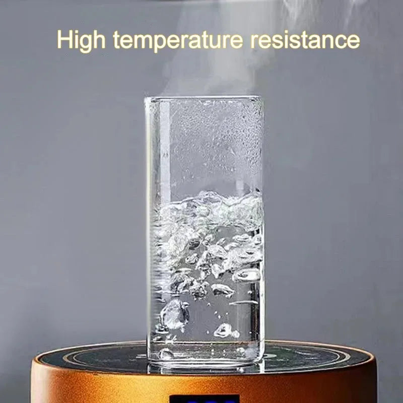 2PCS Square Heat Resistant Coffee Glass Cup With Lid and Straw Transparent Milk Tea Juice Cups Coffee Mug For Home Bar Drinkware