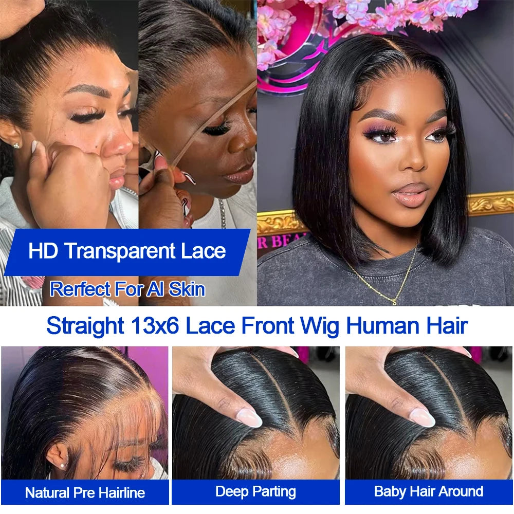 Vietnamese Silky Straight Short Bob Lace Front Wig for Women 100 Human Hair Wig Glueless Braided Hd Lace Frontal Wig 250 Density