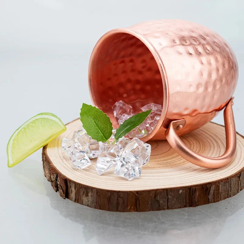 【F】530ml 100% Copper Moscow Mule Mug Cocktail Wine Cup Hammered Coppery Beer Mugs Coffee Mug Milk Cup Bar Cup Drinkware Durable