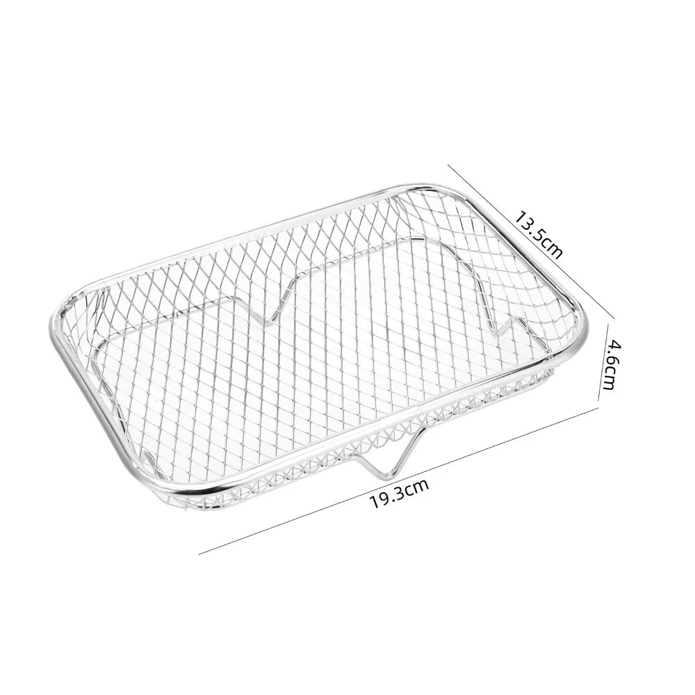 New Durable Stackable Air Fryer Rack Non-Stick Stainless Steel Airfryer Tray Grill Basket Kitchen Gadgets