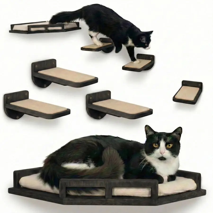 Cat Wall Shelves Modern and Durable 3 Step Cat Furniture for Wall Stylish Birch Floating Shelf for Cats up to 15lbs Wooden Corne