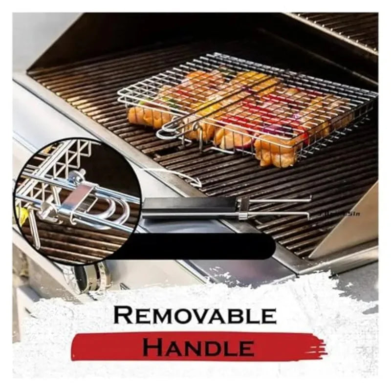 Portable  Metal iron Folding Grill Basket BBQ Grill Basket With Handle for Fish Vegetables Shrimp Cook Accessories Outdoor