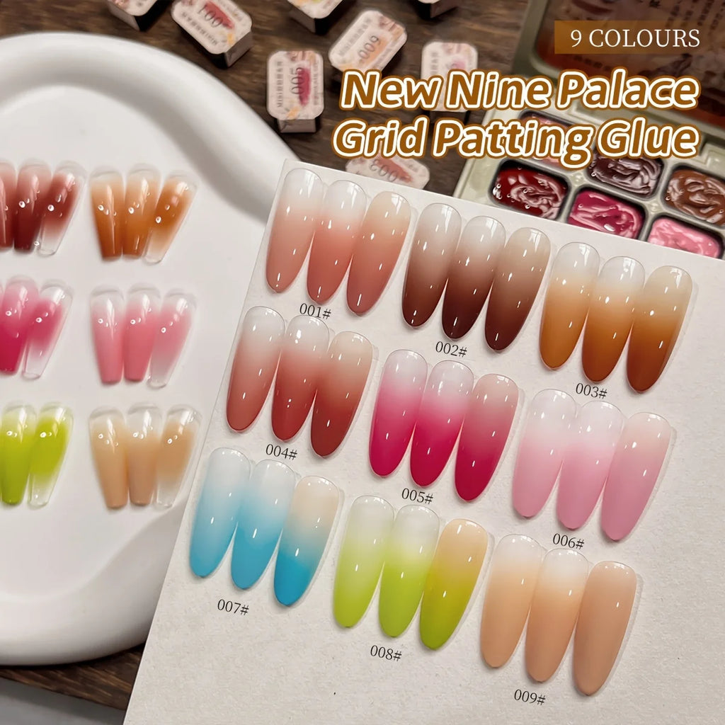 MORDDA 9pcs Gradient Patting Gel Set, Easy Ombre Nail Art Design for DIY Beginners & Salon Professionals, with Premium Finish