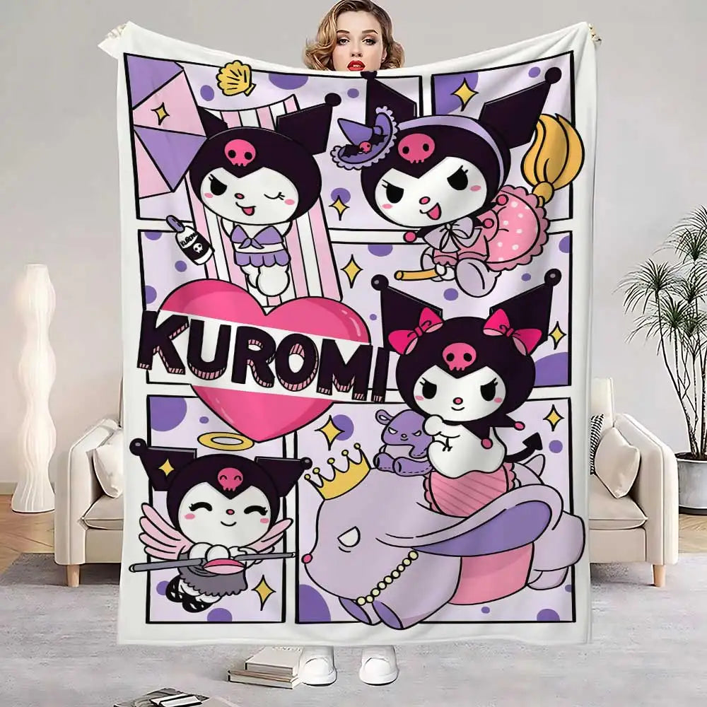 Luxury Blanket for Sofas Kawaii Kuromis Bed Blankets King Size Home Interior Fluffy Plaid Throw Knee Soft Nap & Throws Sofa Fur
