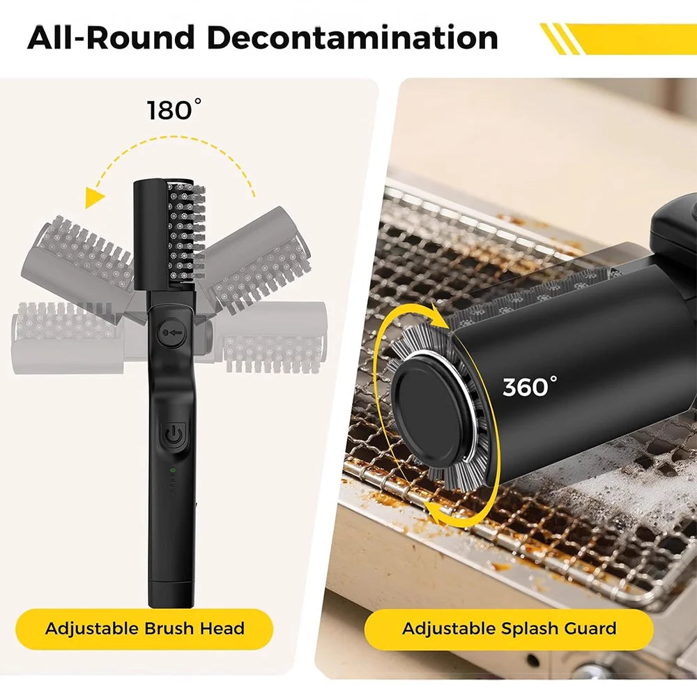 Wireless Barbecue Cleaning Brush Motorized Scrubber BBQ Grill Brush 3-Speed Settings Electric Grill Brush,180° Adjustable Head