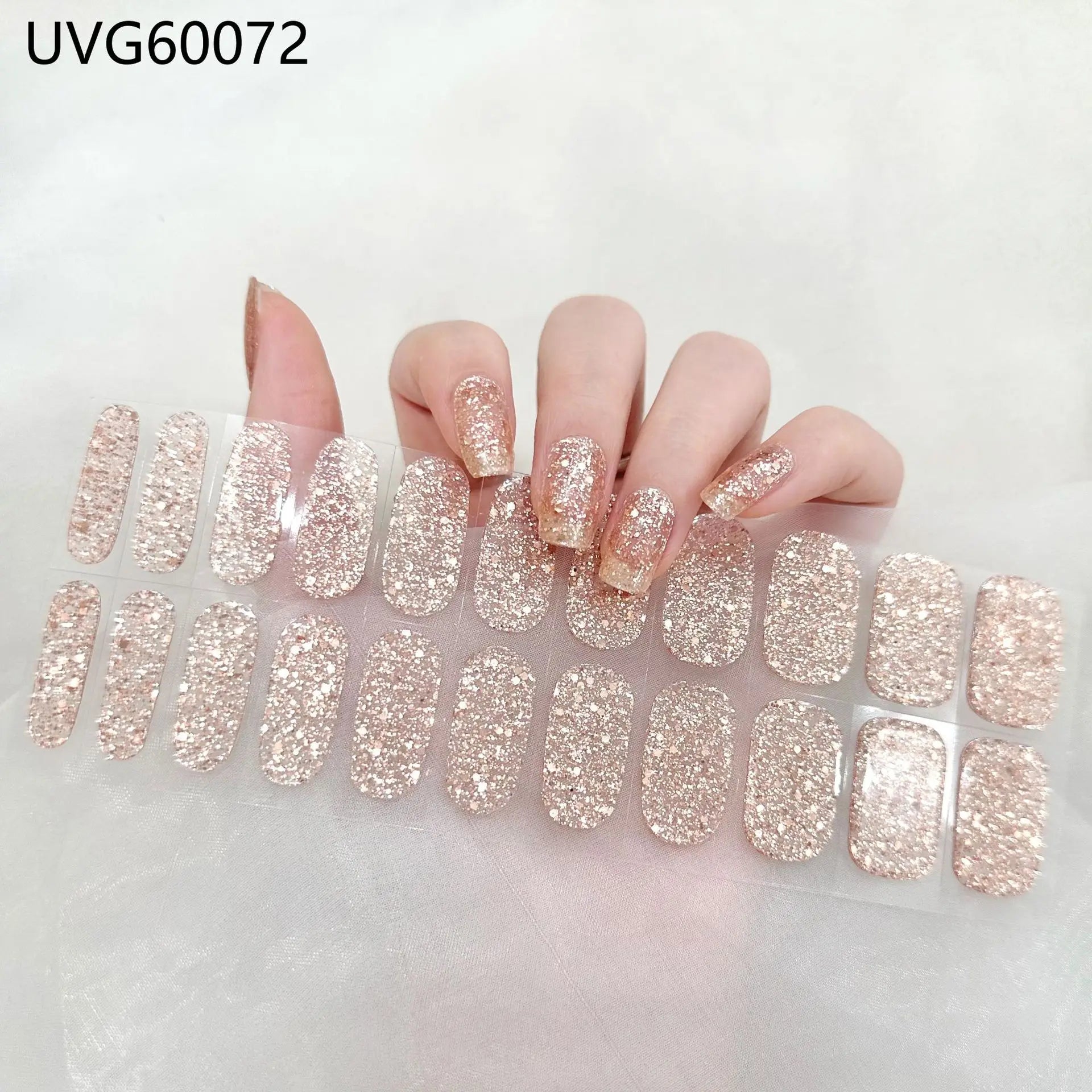 Semi-cured French Nail Wraps Gold Sliver Glitter Gel Lasting Eco-friendly Manicure UV Lamp Need Nail Sticker Finger Decals