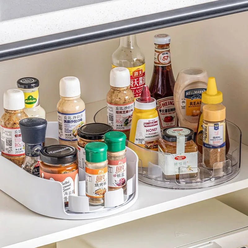360 °   Rotating Tray Lazy Susan Fridge Organizer Turntable Storage Tray Clear Food Storage Organizer Spice Rack Cabinet Organiz