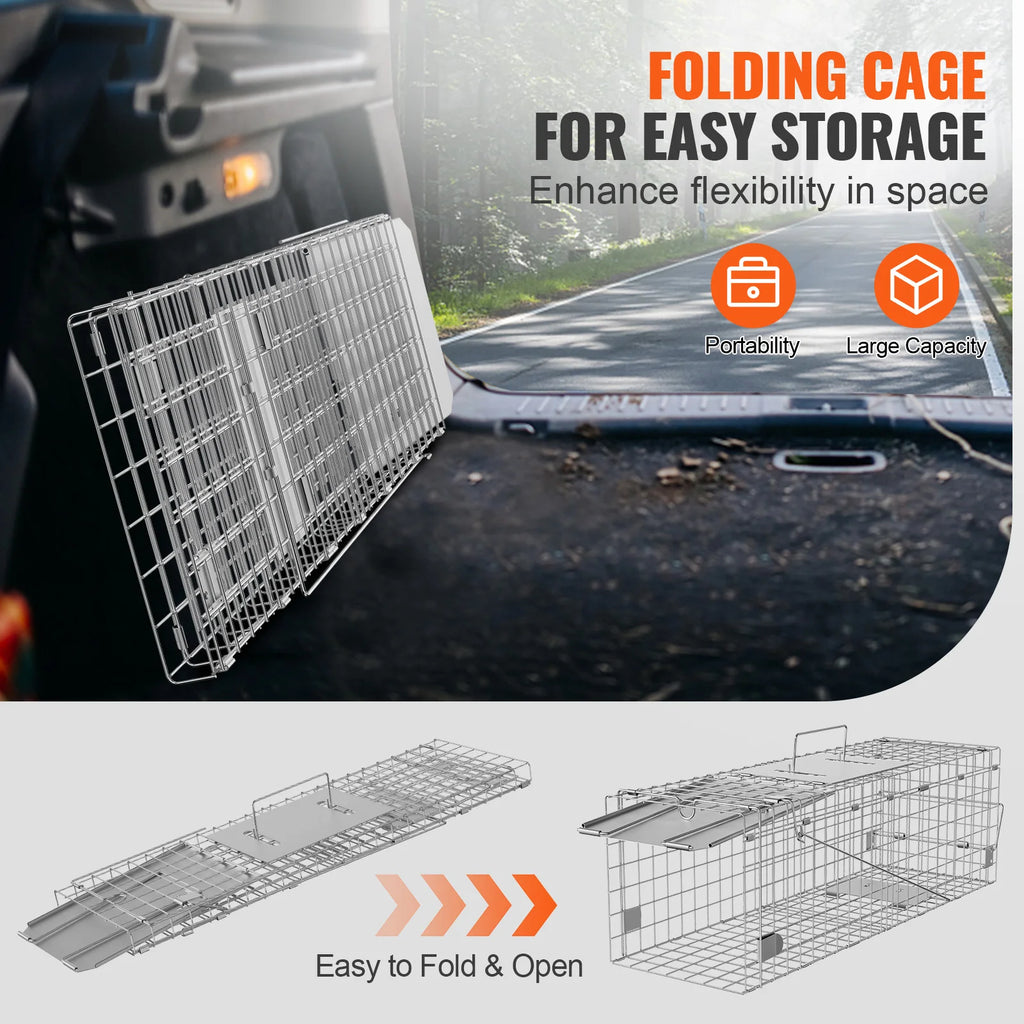 SucceBuy Live Animal Cage Trap Humane Cat Rodent Control Folding with Handle for Stray Cat Rabbits Squirrels Raccoons Groundhogs
