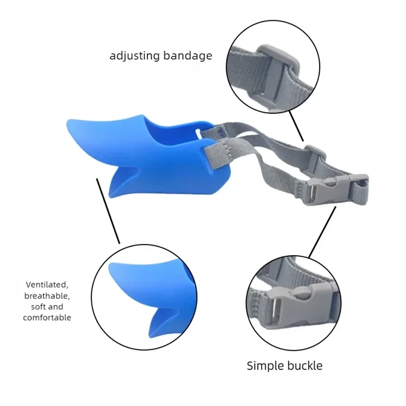 Silicone Soft & Safe Dog Muzzle - Anti-Biting, Anti-Barking, for Small to Medium Dogs,Anti-Bark Device,Duck-Bill Design