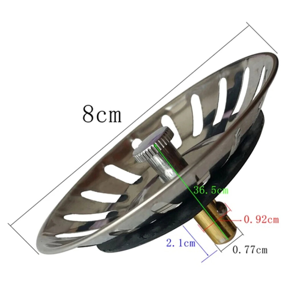 1Pcs Stainless Steel Replacement Strainer Kitchen Water Basin Sink Drainer Strainer Leach Basket Waste Plug Stopper Filter 83mm