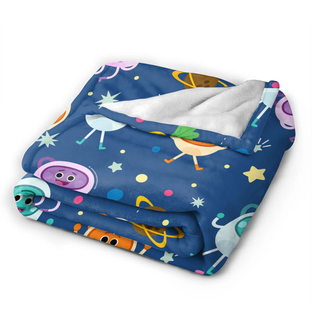 Bumble Nums Space Birthday Blankets Super Simples Airplane Flannel Throw Blanket For Couch Chair Sofa Bed Soft Warm Bedspread