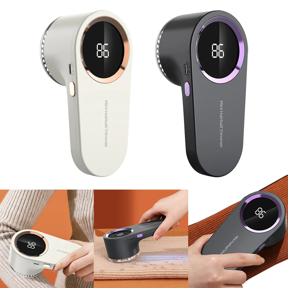 Electric Lint Remover Sweater Shaver Digital Display Electric Pellet Fluff Remover USB Rechargeable Multifunction for Household