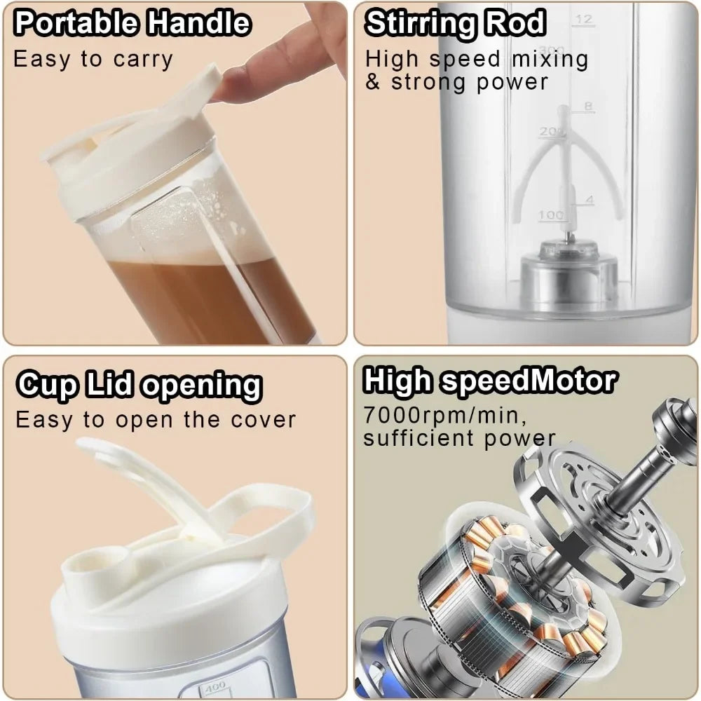 Electric Self Stirring Mug, Protein Powder Milkshake Shaker Bottle ,USB Charging Shaker Cup with Scale 15 Oz Water Cup, BPA Free