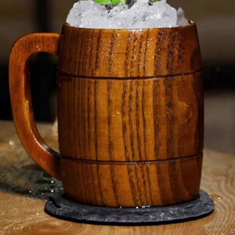 Wooden Beer Cup Jujube Sour Wood Big Capacity Beer Tea Coffee Water Cup Wooden Barrel Beer Mug Kitchen Bar Drinkware