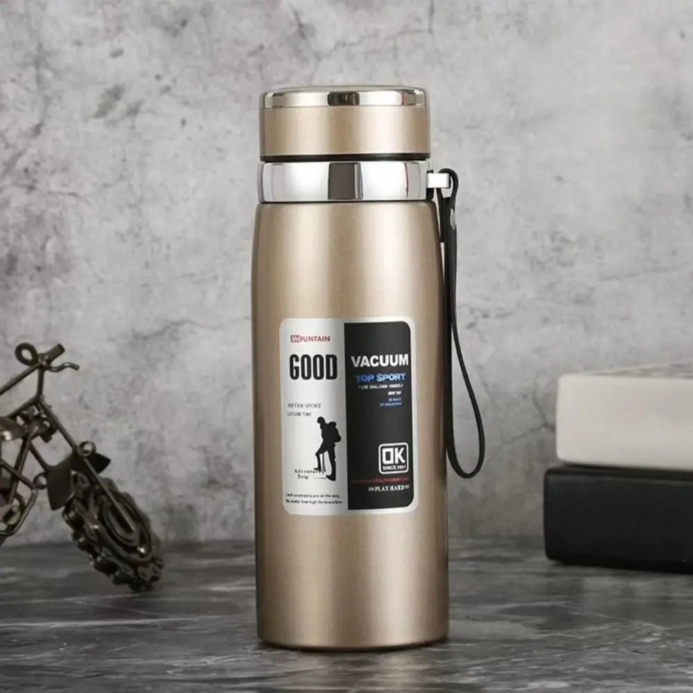 800/1000ml Sports Thermos Bottle Large Capacity Stainless Steel Portable Vacuum Flask Leak Proof with Hanging Rope
