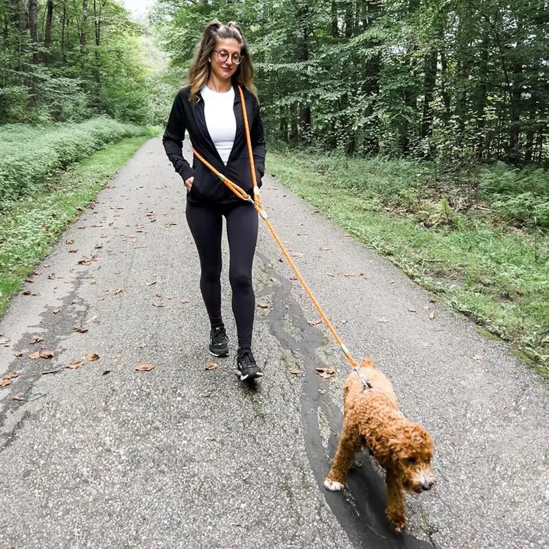 Adjustable Hands-Free Dog Leash, Suitable for Hiking, Walking, Running - Reflective, Comfortable Elastic Leash, Available in Various Colors (Orange, Pink, Black, Blue, Purple) - Durable Polyester Fiber, Machine Washable, Hiki