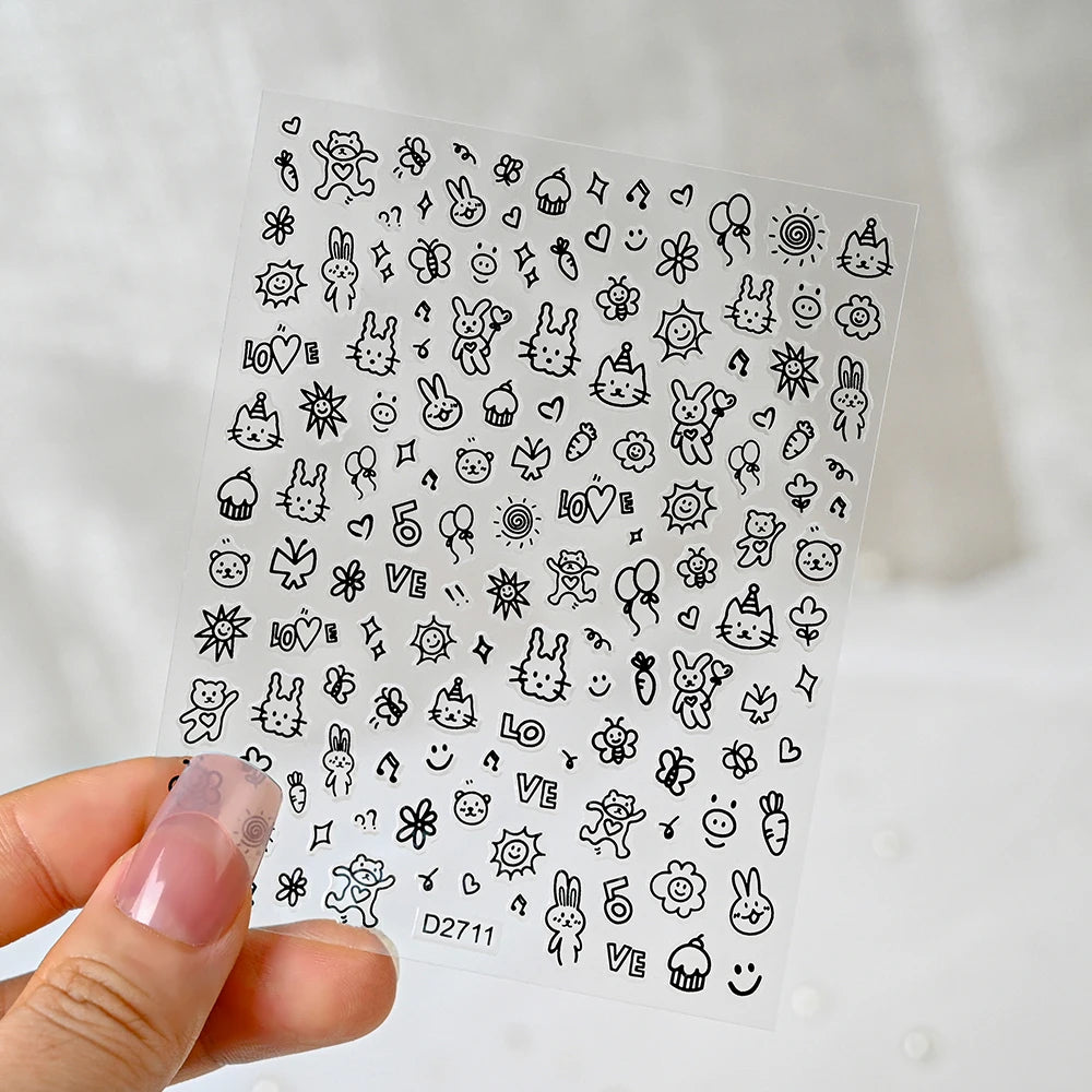 1pc 5D Cute Jelly Pink Cat Paw Print Nail Sticker Lovely Kitty Puppy Dog Cartoon Embossed Relief Nail Art Sticker Manicure Decal