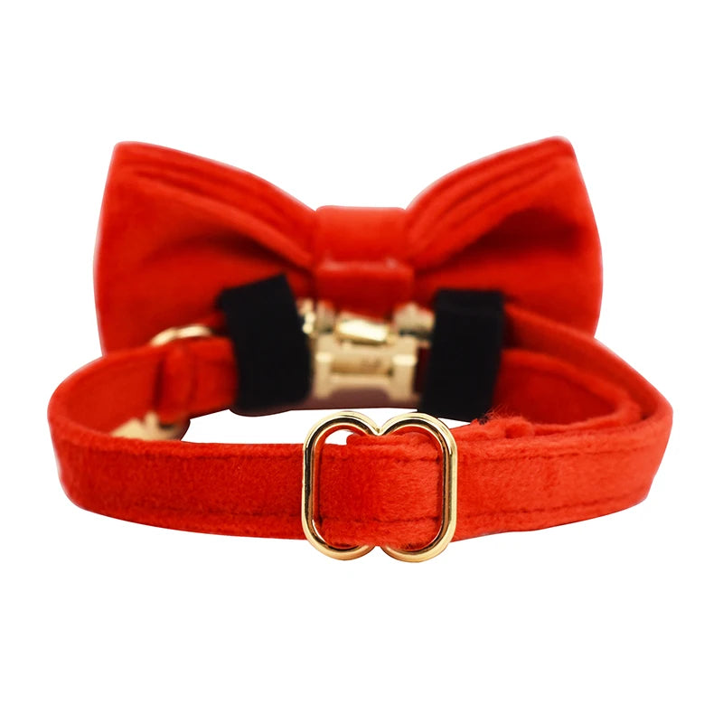 Personalized Collar for Cat Kitten Collar Velvet  Puppy Small Dogs Collars Customized Engraving Name Cat Necklace with Bell Bow