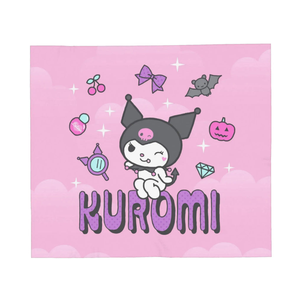 Kawaii Kuromi Anime Blanket Coral Fleece Plush  Winter  Multi-function Super Soft Throw Blankets for Home Office Bedspreads