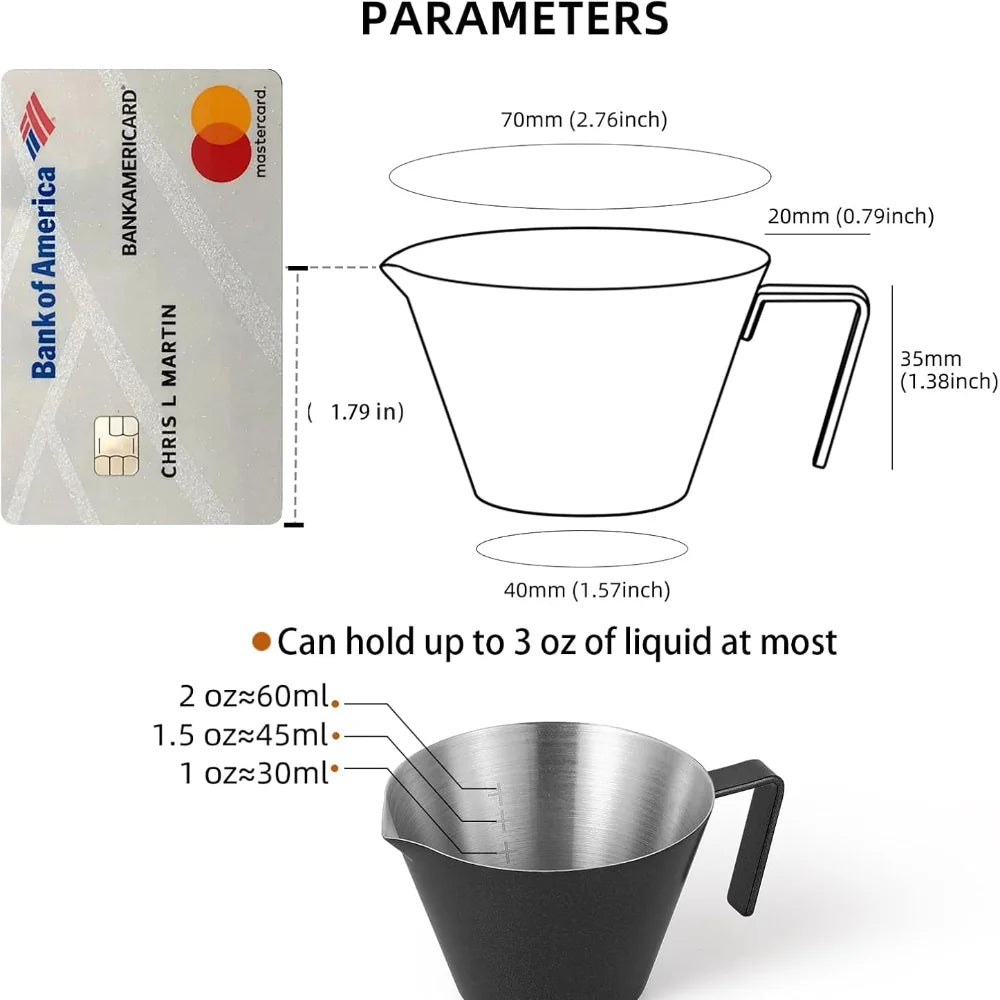 Espresso Measuring Cup Sauce Cup Espresso Shot Cup 2oz Stainless Steel Pouring Cup For Tomato Sauc