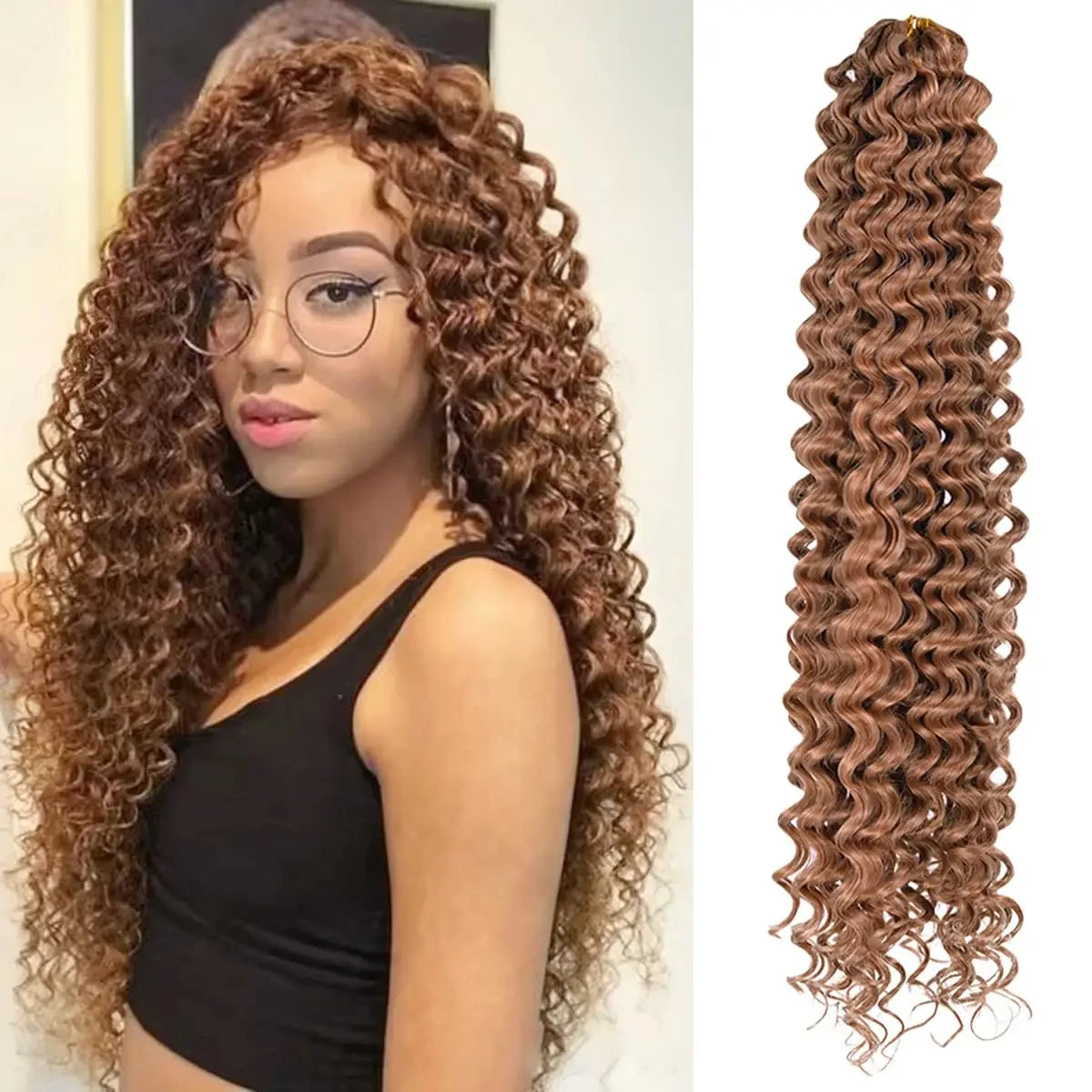Long Deep Wave Braiding Hair 28 Inch Ocean Wave Crochet Hair Synthetic Deep Curly Crochet Hair Extensions For Black Women