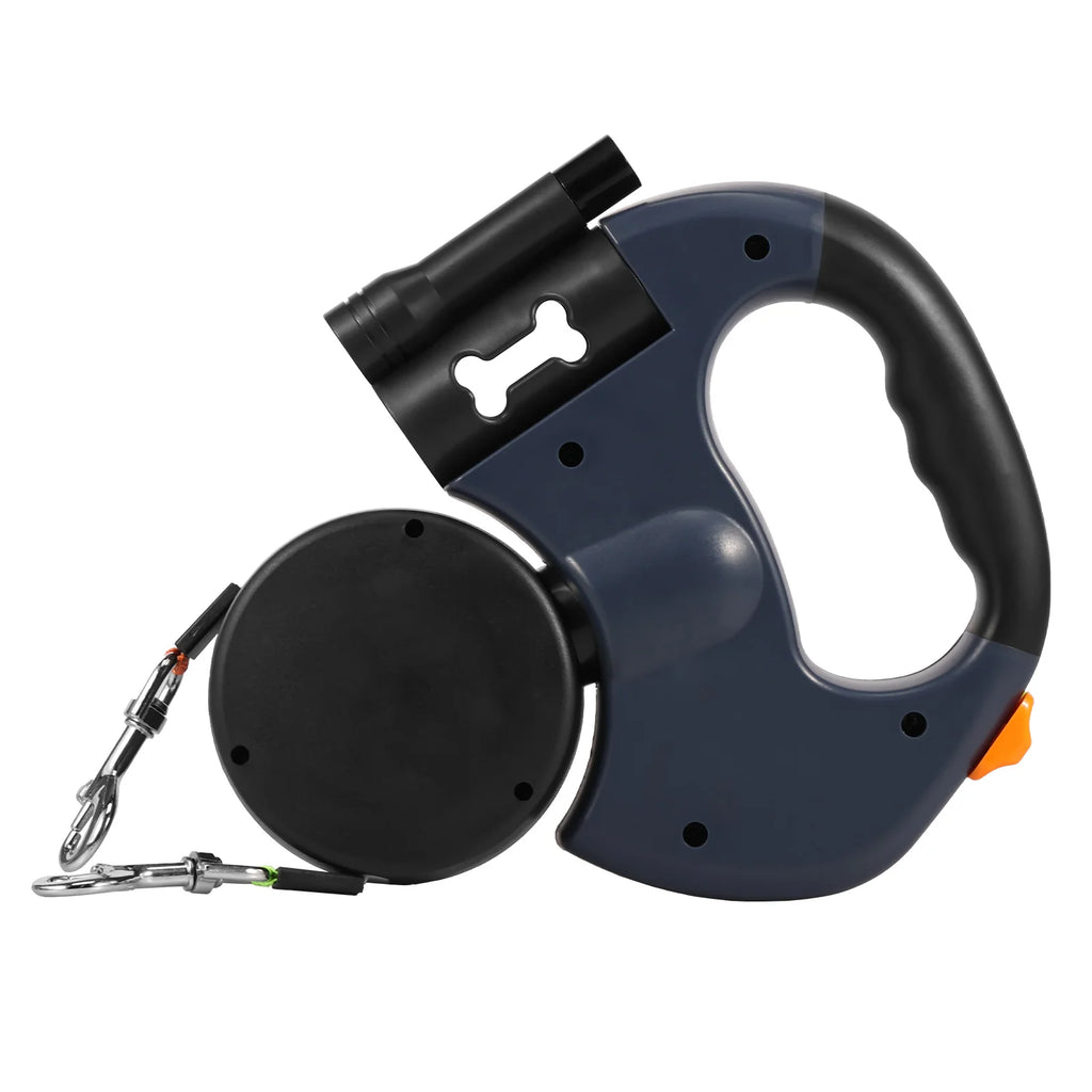2 IN 1 Retractable Dog Leash 3M Reflective Dog Walking Leash with Light and Garbage Bag Compartment for Small Medium Dogs