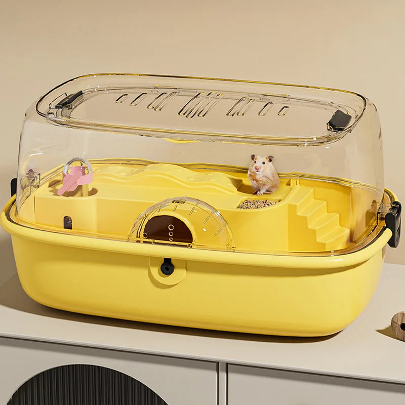 Double Layer Hamster Cage Transparent Small Animal Home Large Capacity Small Pet House with Running Wheels Acrylic Hamster Villa