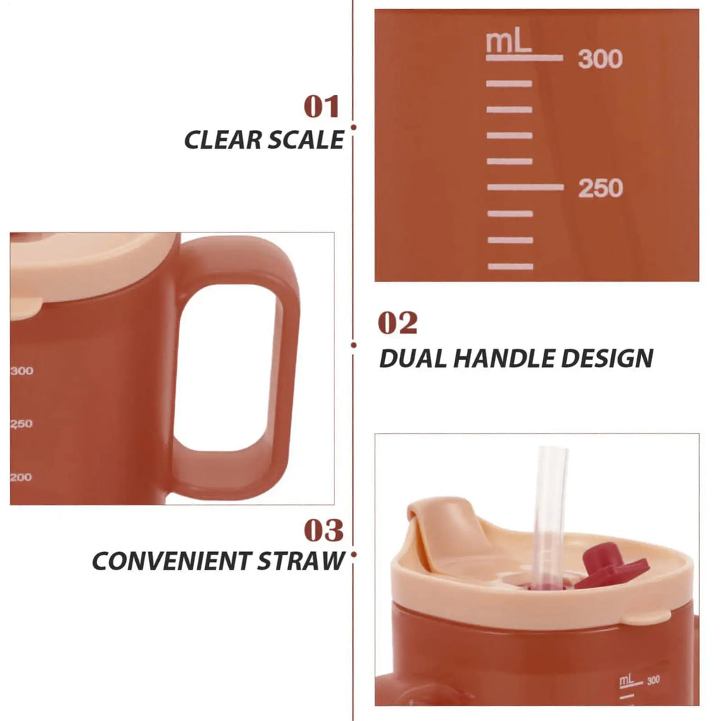 Adult Sippy Cup with Lid and Straw Plastic Mug Drinking Cup Disabled Elderly Spill Proof Dysphagia Cup Parkinsons Aids Living