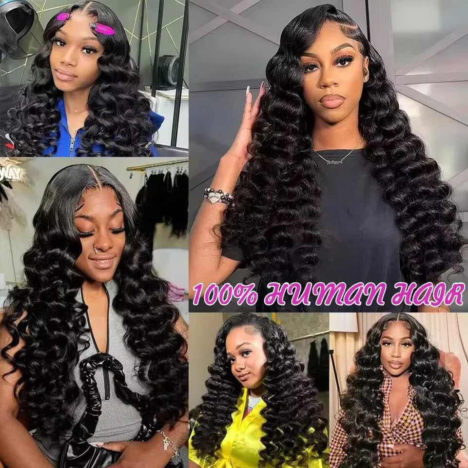 18A Top Quality Loose Deep Wave Human Hair Bundles With Lace Closure Frontal HD Transparent Lace Double Weft Wholesale Plucked