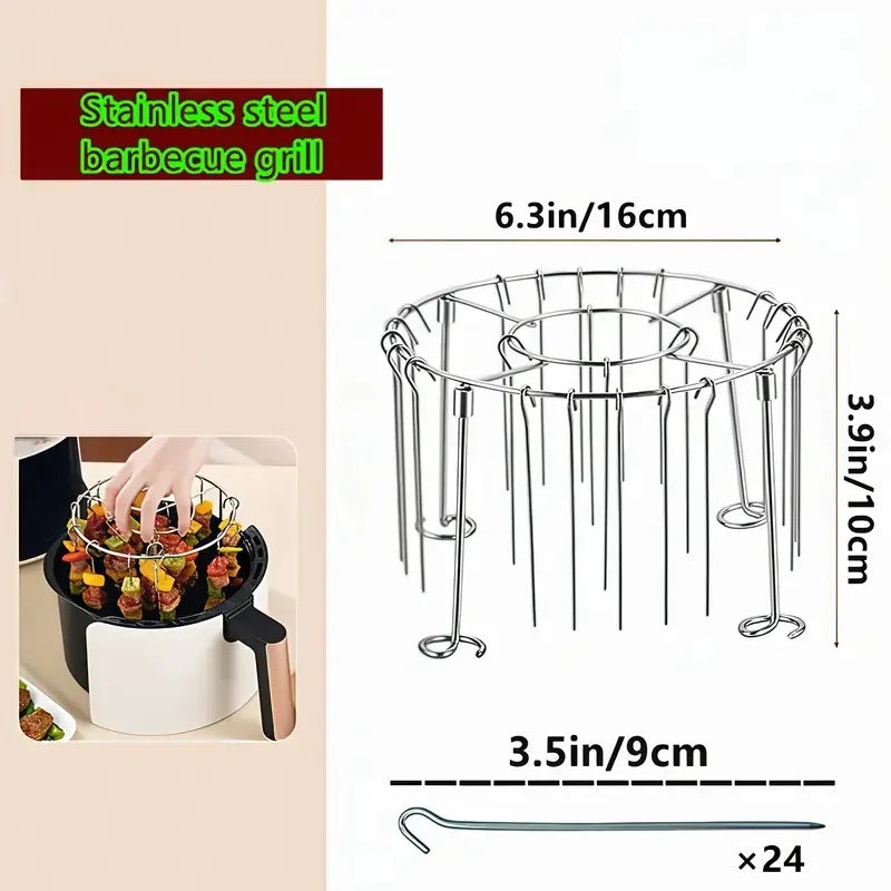 Air fryer skewer rack, stainless steel household skewer grill, hanging grill, simple skewer rack, skewer bracket