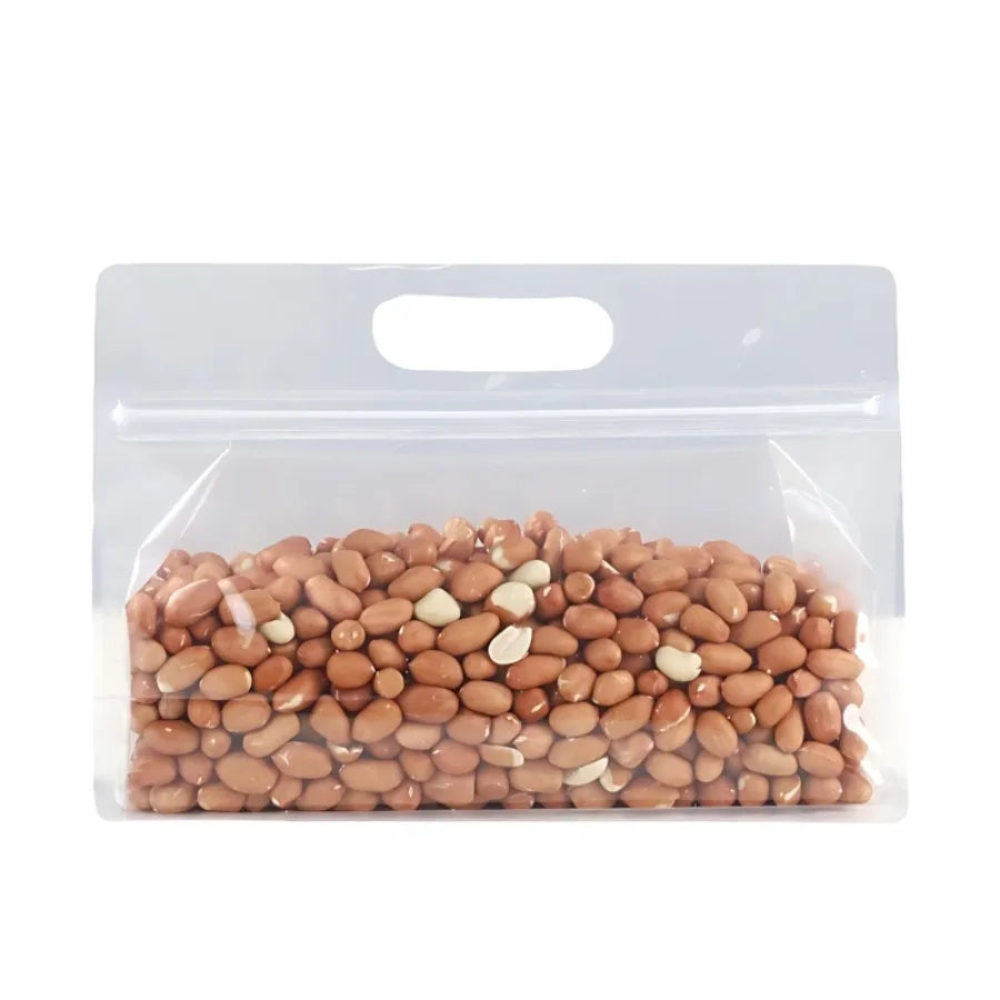 10 Pcs Thickened Stand-Up Ziplock Bags with Handle, Waterproof Moisture-Proof Reusable Storage Bags for Food, Tea & Bakery