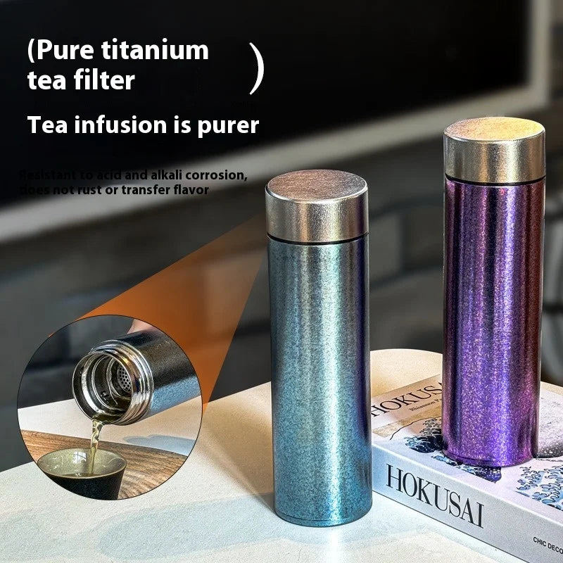 JUSTINLAU Pure Titanium Insulated Cups Men&Women Water Cup Portable Business Office Cup Titanium Cup Hot& Cold Insulation Bottle