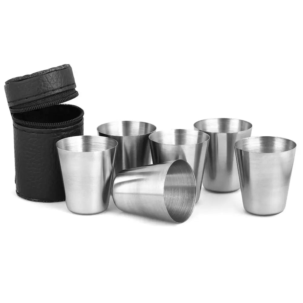 5Pcs/set 30/70ml Outdoor Practical Travel Stainless Steel Cups Mini Set Glasses For Whisky Wine With Case Portable Drinkware