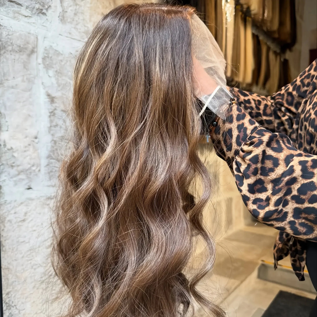 26 inch Highlight Blonde Body Wave Jewish Human Hair Wig Baby Hair 5x5 Silk Base HD Lace European Hair Preplucked Glueless Daily