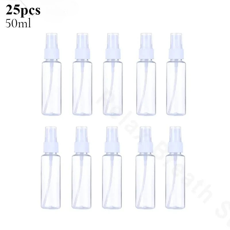25Pcs 50ml Refillable Clear PET Plastic Portable Spray Bottle Empty Perfume Container Mist Pump wholesale