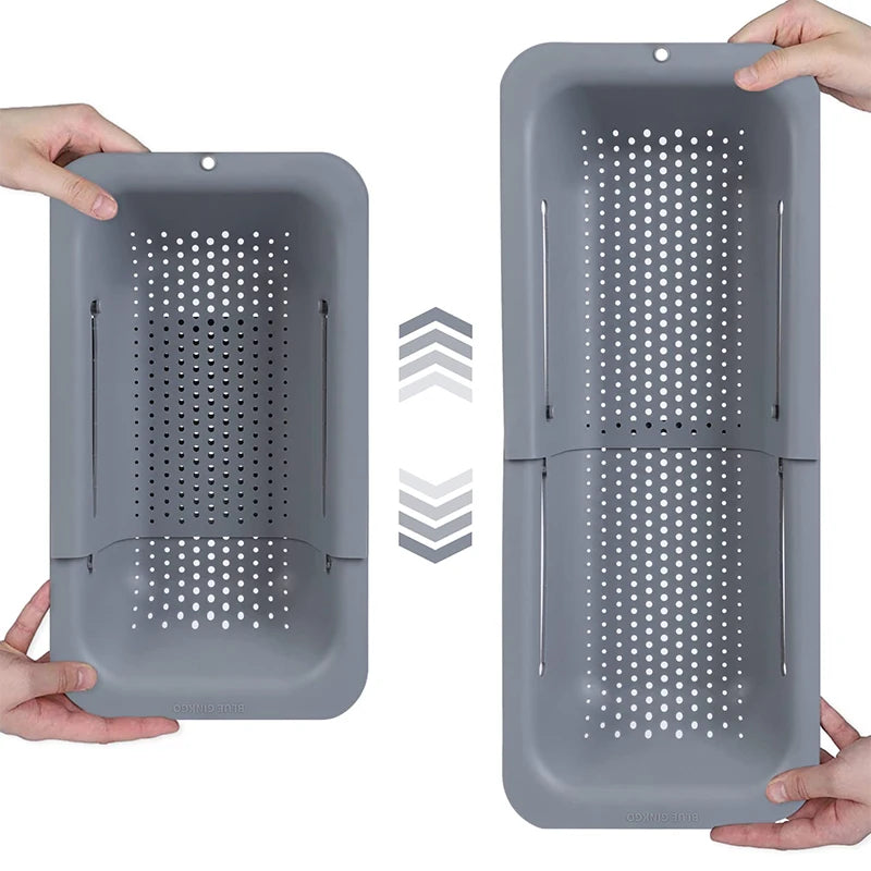Over The Sink Colander Strainer Basket Wash Vegetables And Fruits Drain Cooked Pasta And Dry Dishes Extendable Home Kitchen