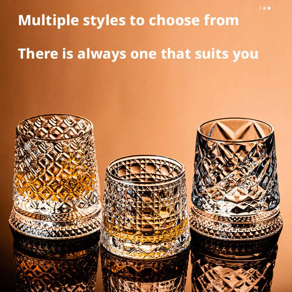 2pcs Exquisite Magnetic Glass Cup Rotating Cup Bar Whiskey Red Wine Various Patterns High-end Water Cup Kitchen Bar Counter