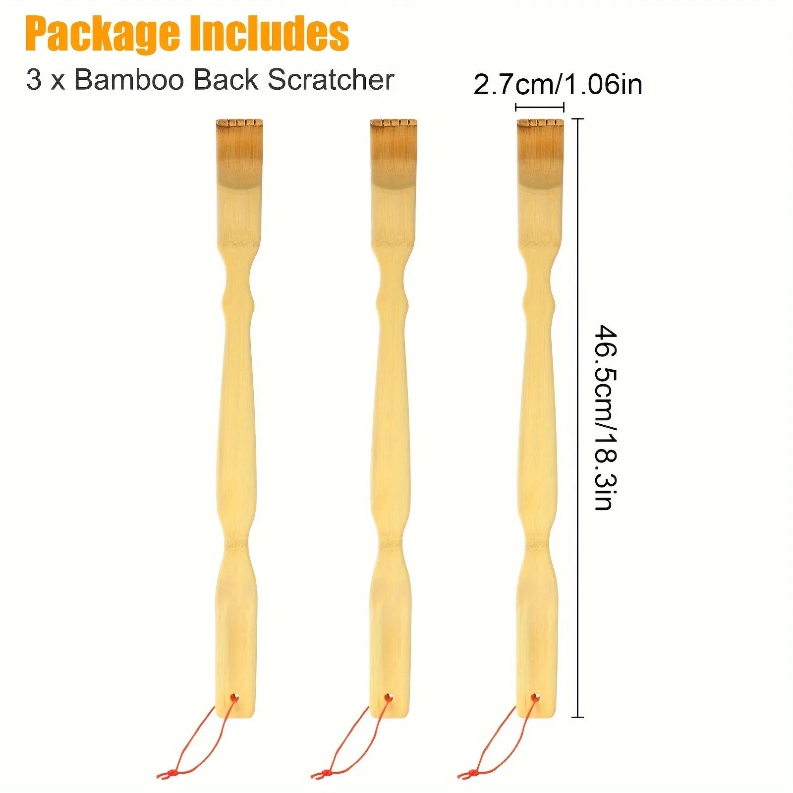 3 Pcs Strong Back Scratcher,Self-Massager Therapeutic Bamboo Wooden Back Scratchers For Scratching Itches,long handle Scratch