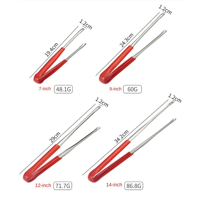 Stainless Steel BBQ Tongs Salad Food meat vegetable red glue Clips Bread Pasta Serving Tongs Non-Stick Kitchen Cooking Tools