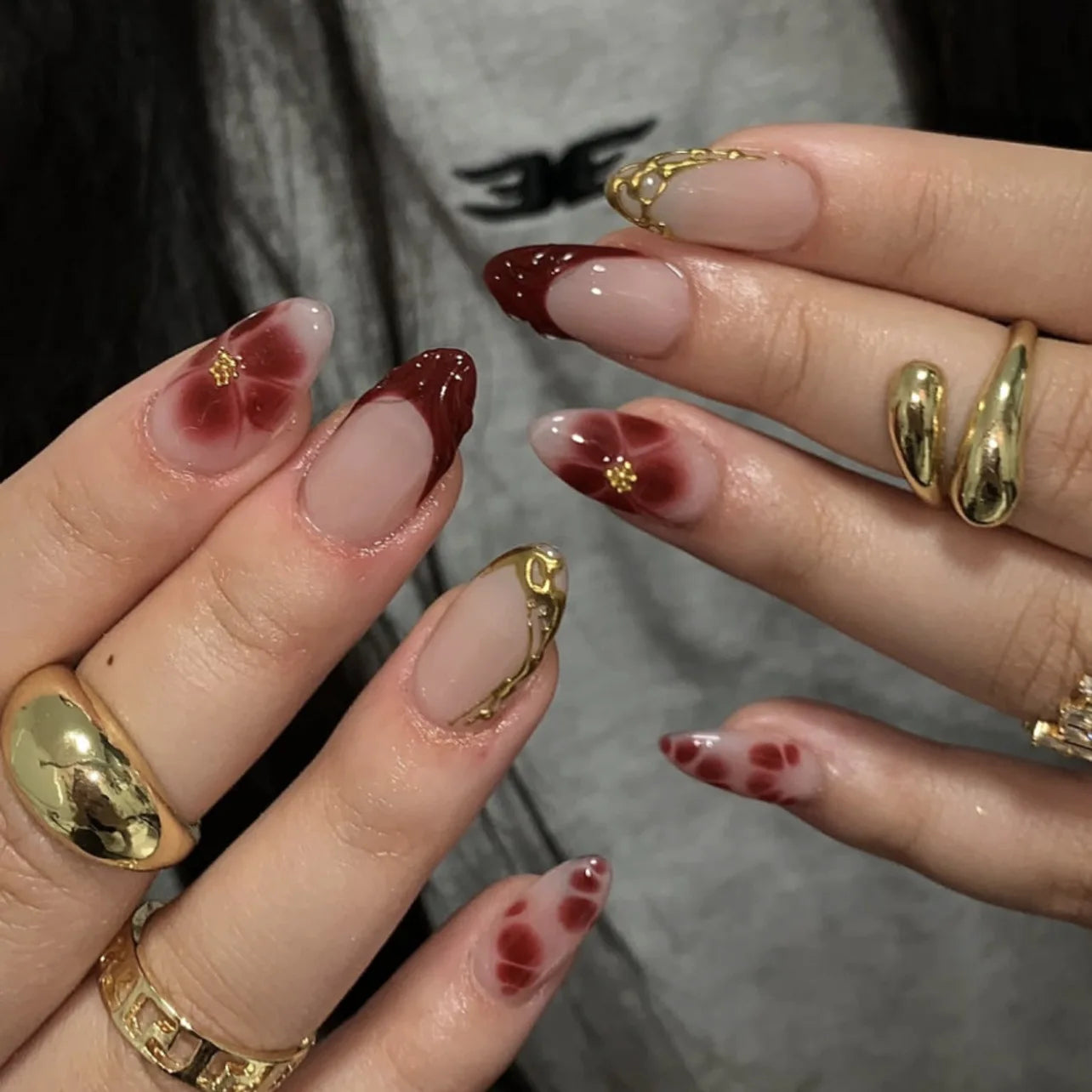 10Pcs Press on Nail False Nail Square Removable Handmade Wearable Nail Art for Women&Girl