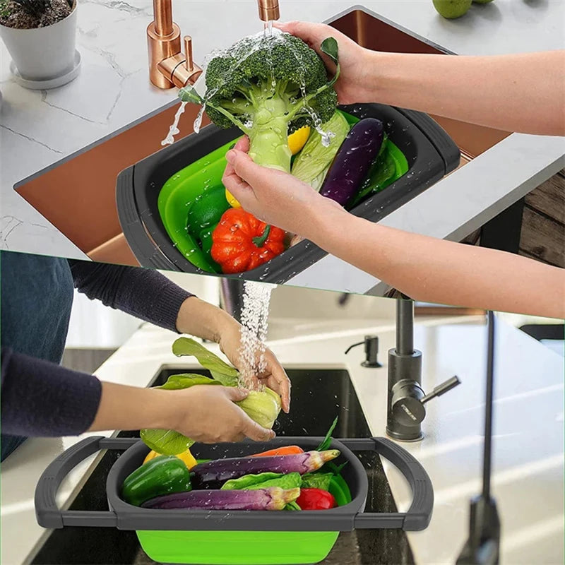 Handles Colander Strainer Over The Sink Vegetable Fruit Colanders Strainers Collapsible Colander With Extendable