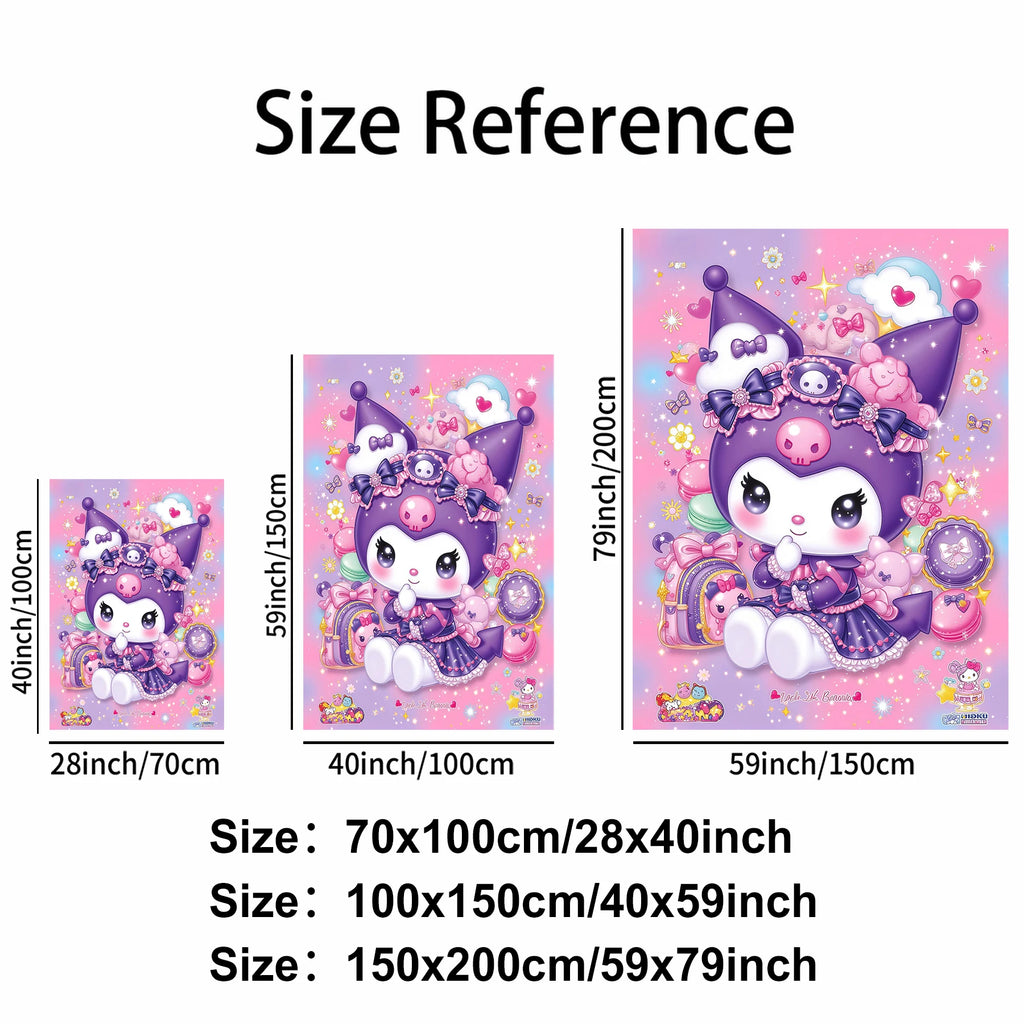 Kuromi Lolita Style Cartoon Blanket Cute Girlish Heart Flannel Throw Blanket Nap Blanket For Home Office Travel All-season Use