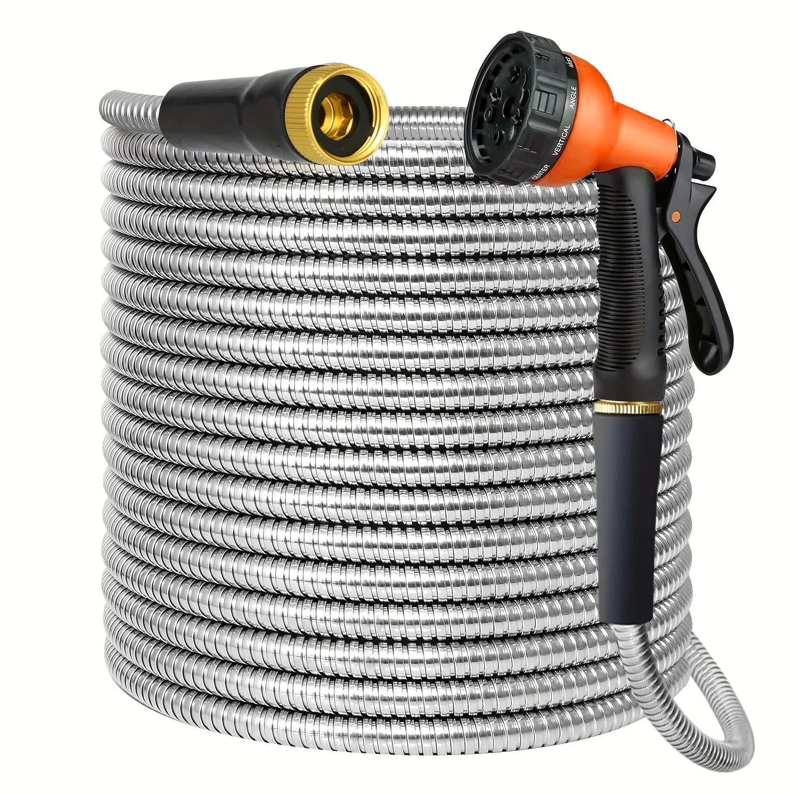 Metal Garden Hose Stainless Steel Metal water Hose Super Tough&Flexible Water pipe Lightweight Crush Resistant Aluminum Fittings