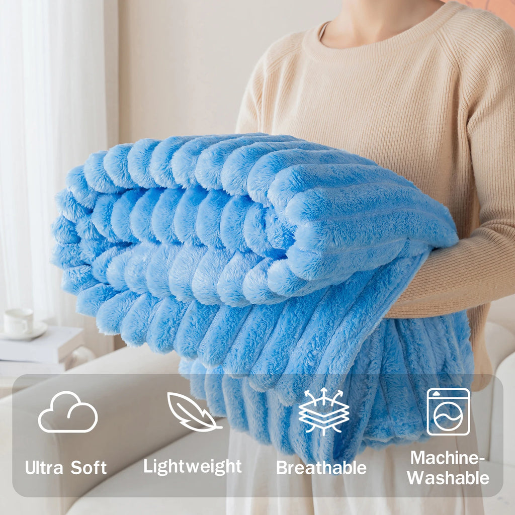 1pc flannel blanket, comfortable and warm sofa blanket, ultra soft striped nap blanket suitable for bedroom and dormitory blanke
