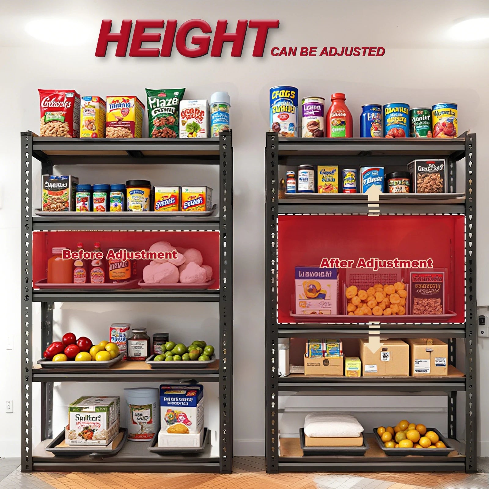 2pcs Heavy-Duty Metal Shelving Unit 5-Tier Adjustable Freestanding Garage Storage Rack, Pantry, Utility, Utility